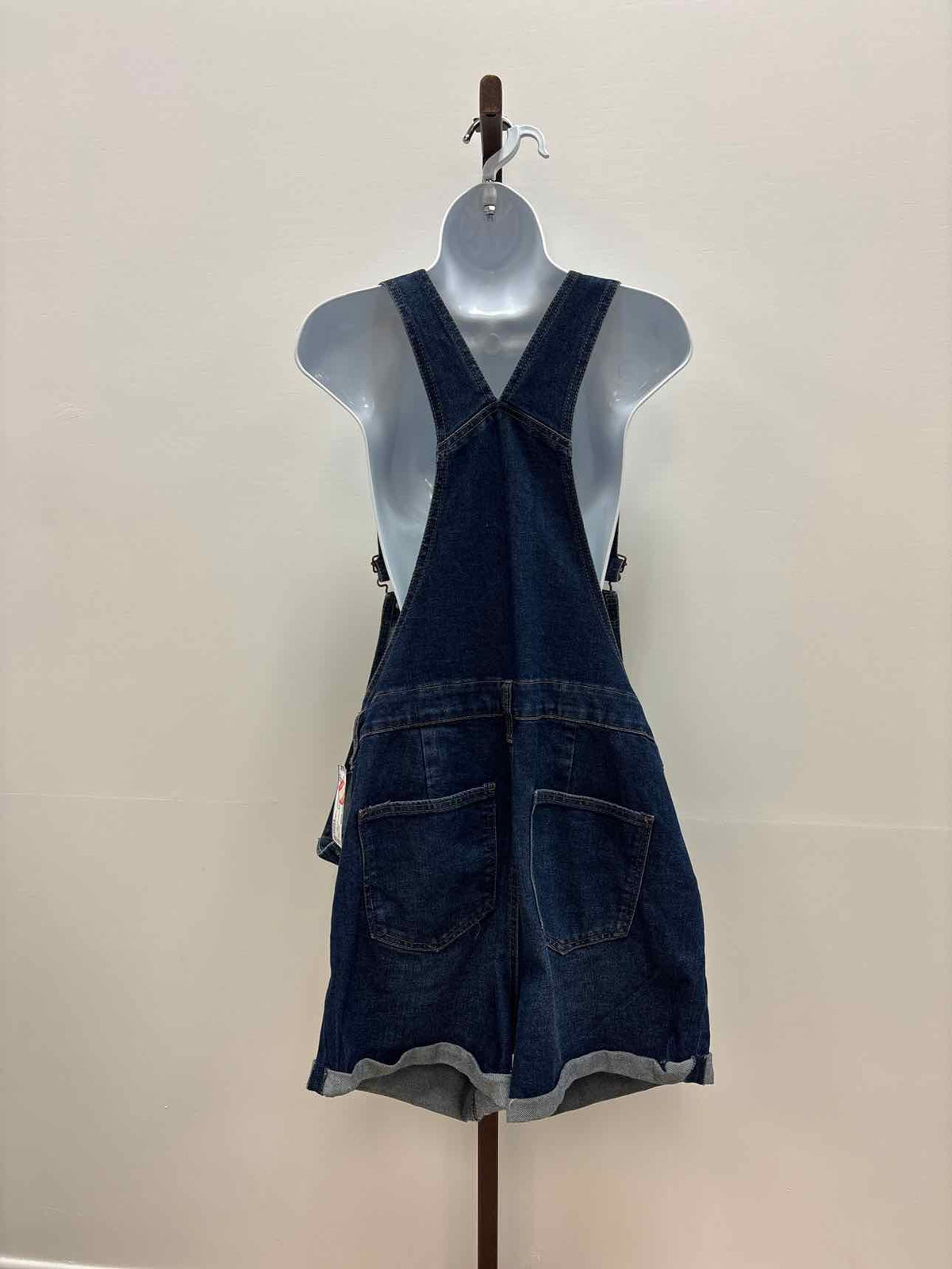 Celebrity Pink Juniors' Roll-Cuff Denim Short Overalls - Soccer