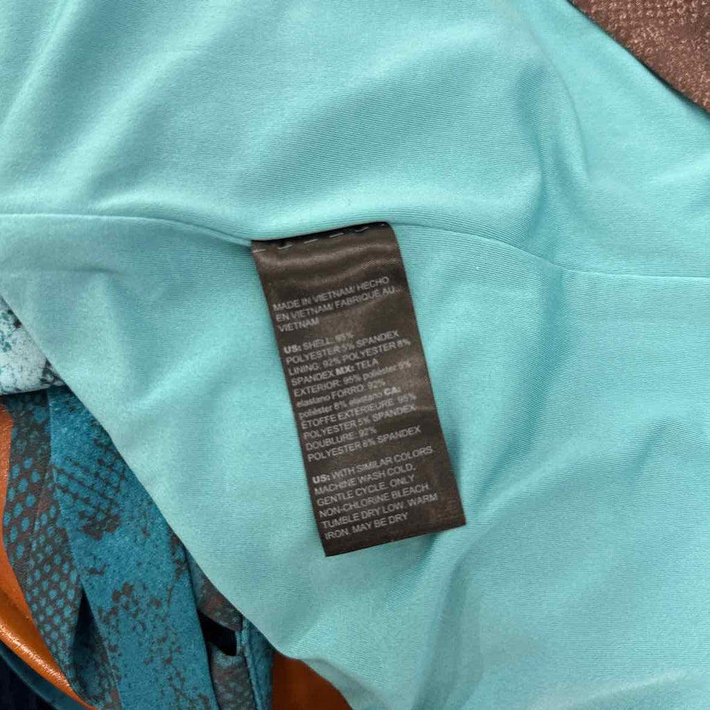 White House Black Market Size XS Teal Brown Preloved Dress