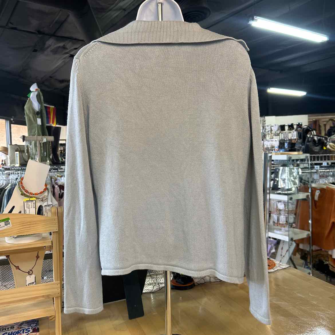 J Jill Size MP Blue Knit Silk/Cotton Preloved Sweater