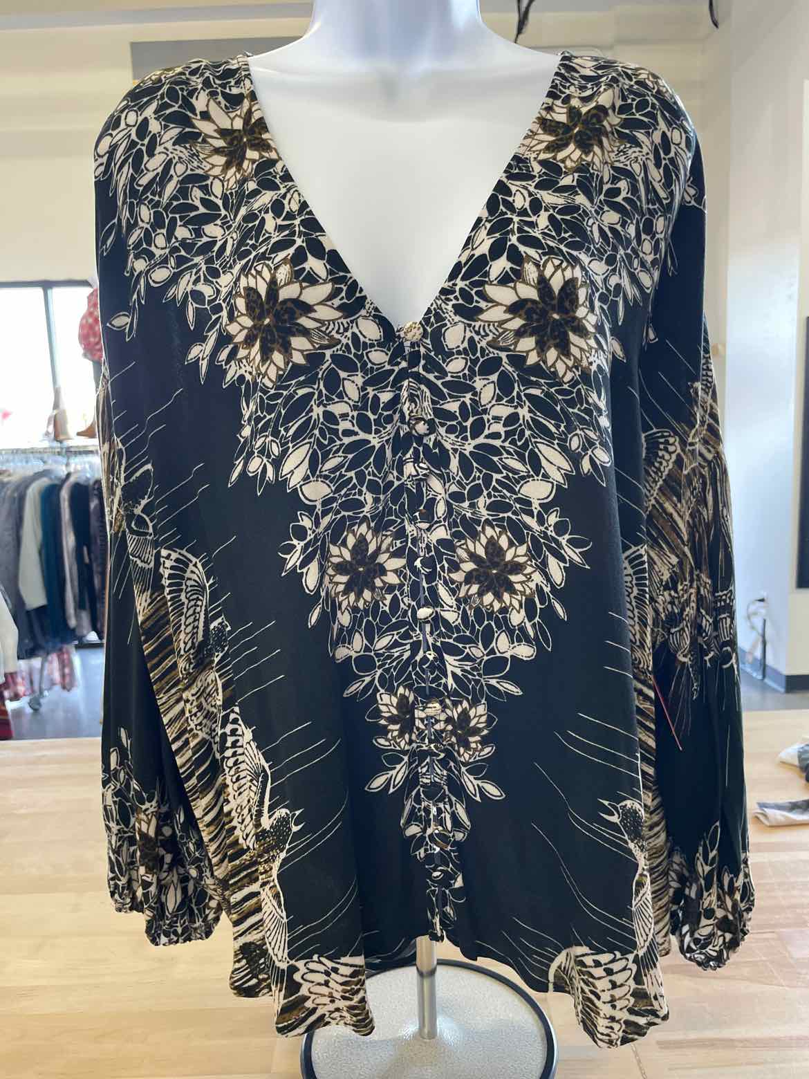 Free People Size S Black Blouse