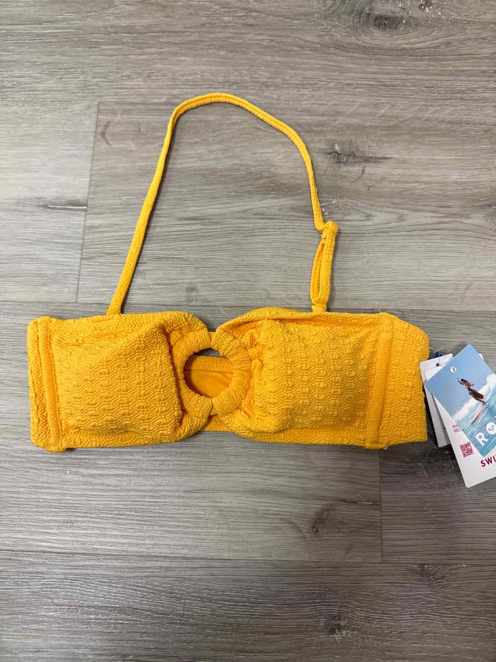 Roxy Size S Haleiwa Textured Bandeau Bikini Top - Yellow