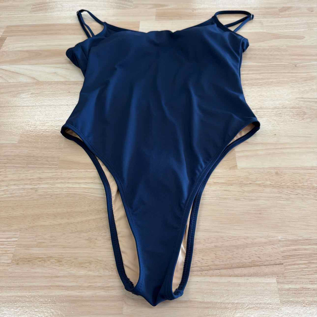 Cotton on Women's Thin-Strap Scoop-Back Cheeky One-Piece Swimsuit - Midnight Blu