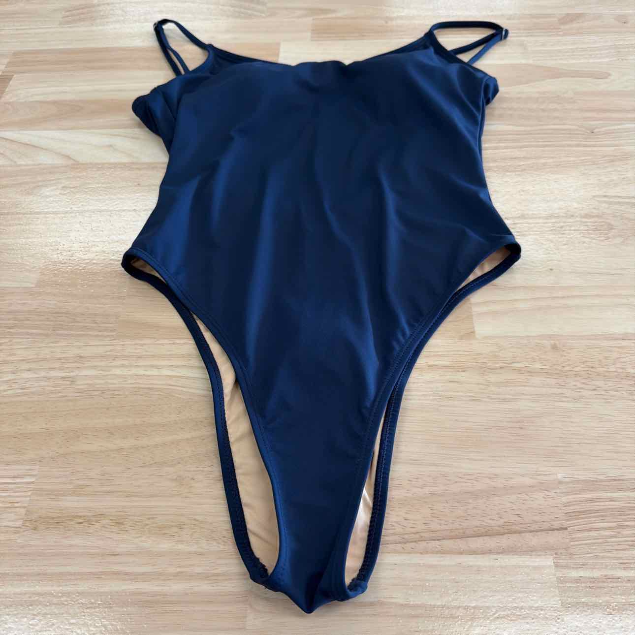 Cotton on Women's Thin-Strap Scoop-Back Cheeky One-Piece Swimsuit - Midnight Blu