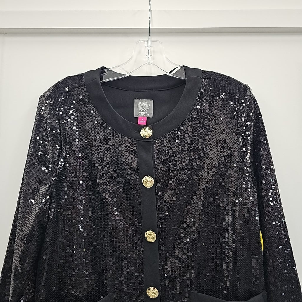 Vince Camuto Size 8 Black Sequined Jacket