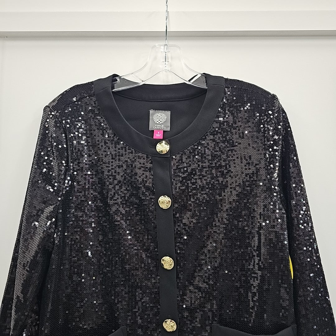 Vince Camuto Size 8 Black Sequined Jacket