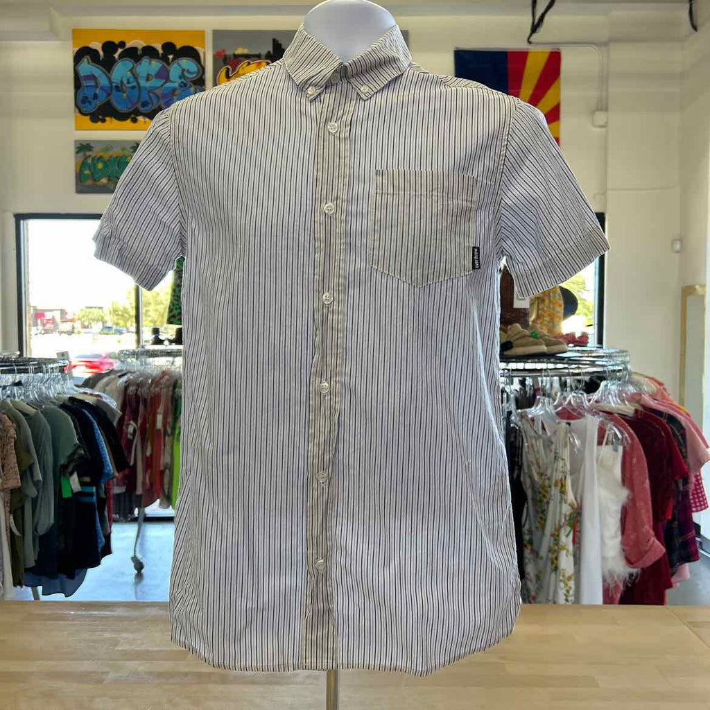 Overthrow Size S white blue Preloved MENS Button Down Shirt