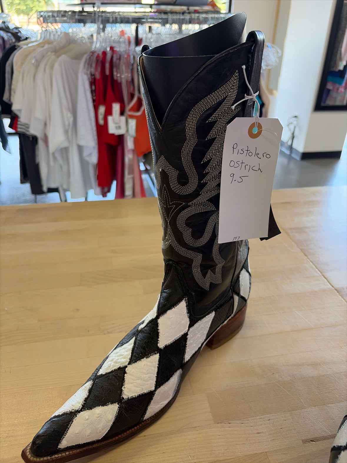 Pistolero Size 9.5 Black White MENS Boots