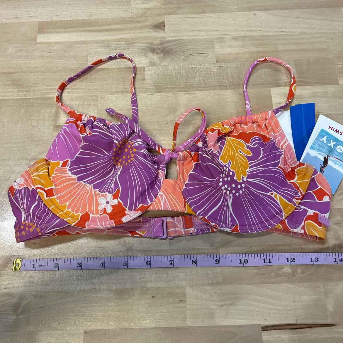 Roxy Size L Ruched Swim Bikini Top