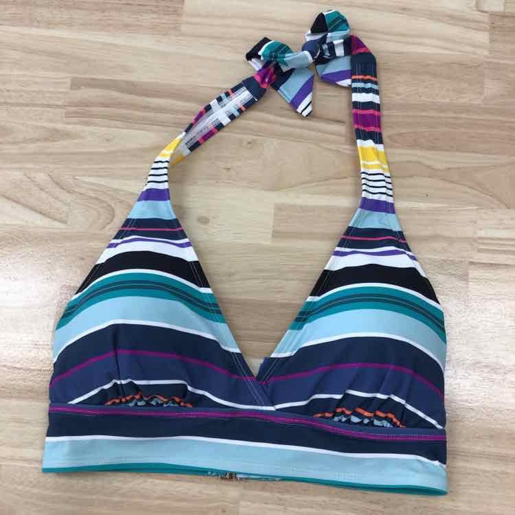 Anne Cole Size D Striped Halter Bikini Top for Ladies - Multi Color