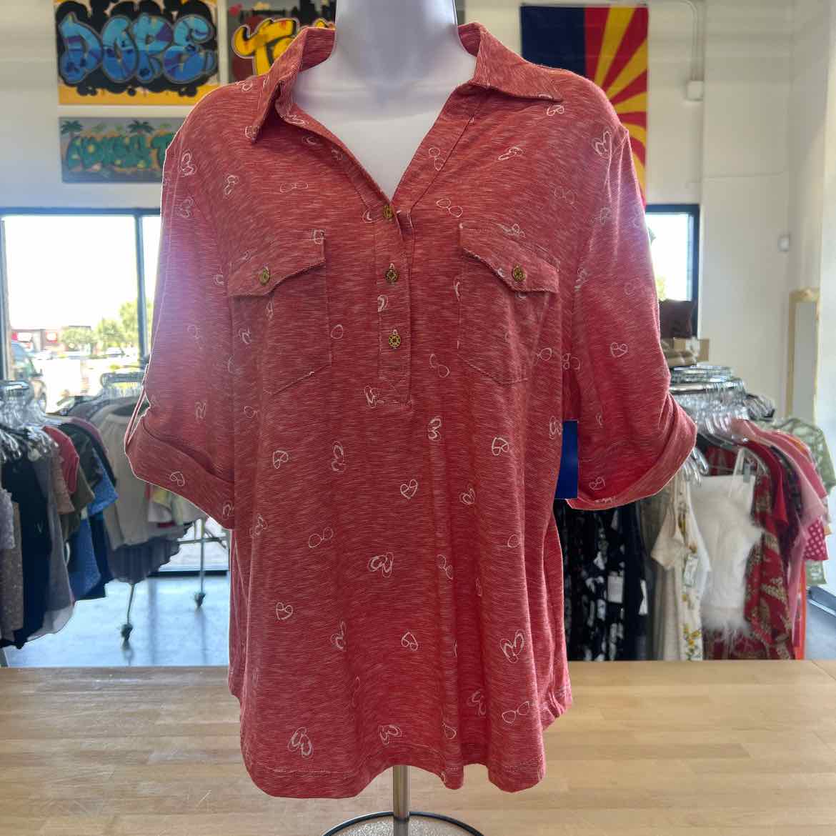 Cathy Daniels Size L Red Preloved Blouse LS