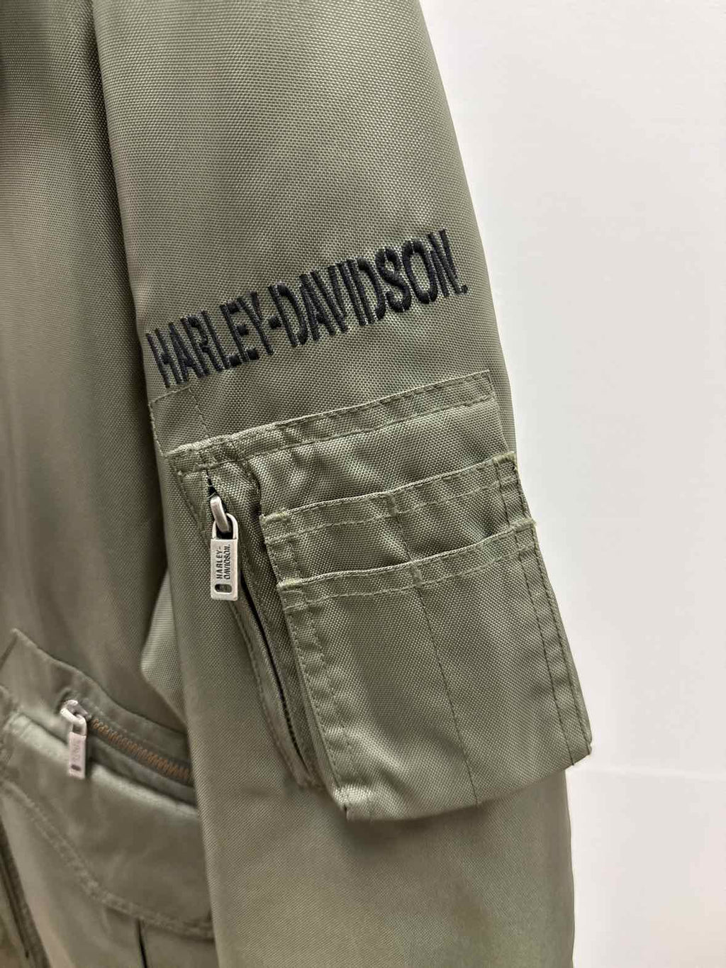 Harley Davidson Size L Mens Olive Green Bomber Flight Jacket