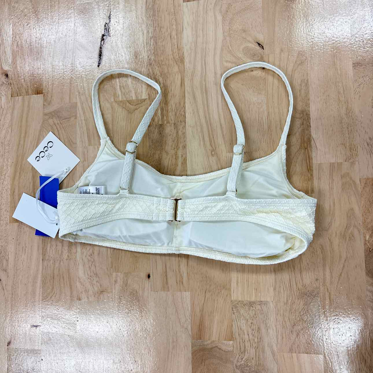 CeCe Size S La Vie a La Mer Textured Button-Front Bikini Top