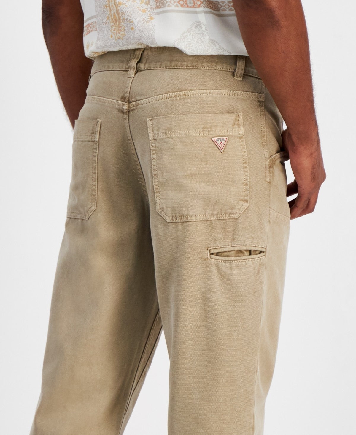 Guess Men's Straight-Fit Cotton Cargo Pants - Impact Grey
