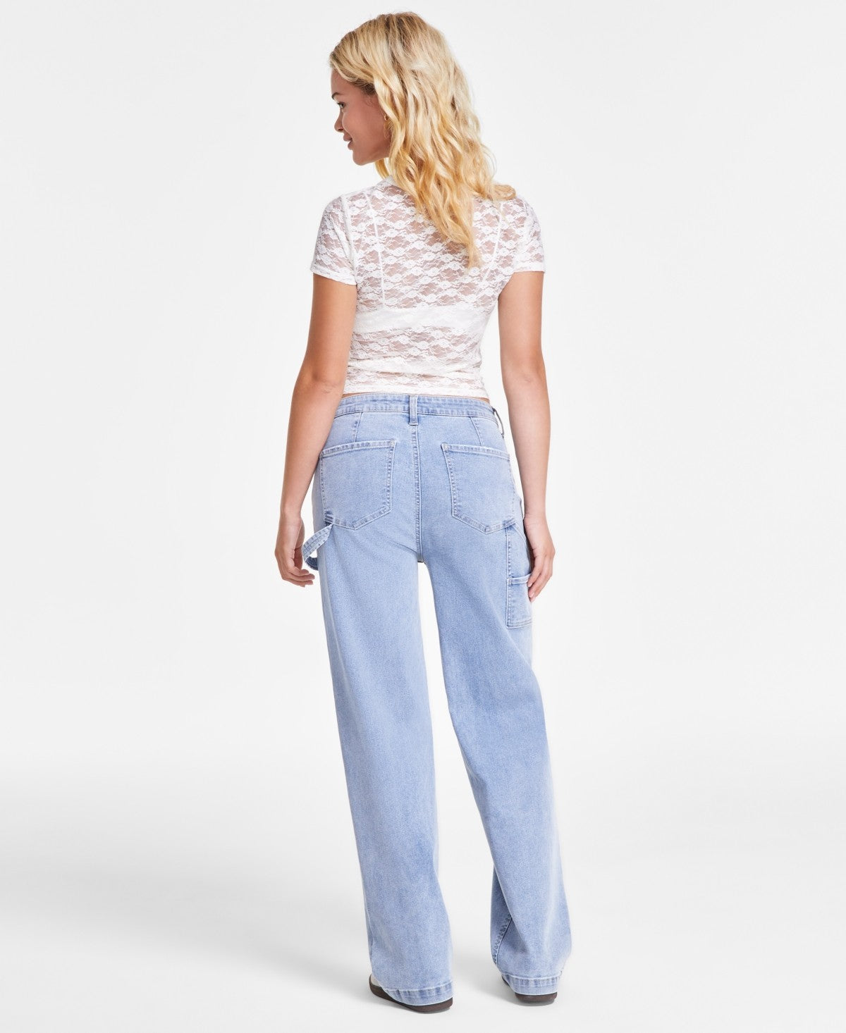 Ultra Flirt Juniors' Graphic Lace Tee - Gardenia