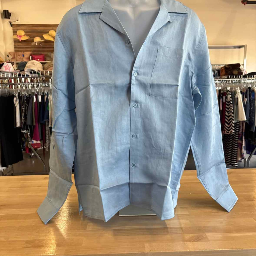 Male INC Men's Size M Blue MENS Long Sleeve Kylo Regular-Fit Camp Shirt NWT