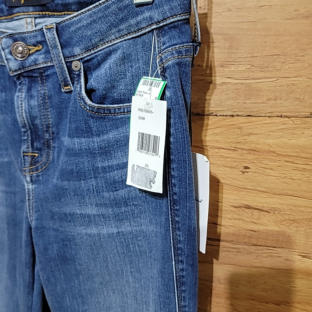 7 for all mankind Size 25 Mid-Rise Faded Denim Skinny Jeans NWT