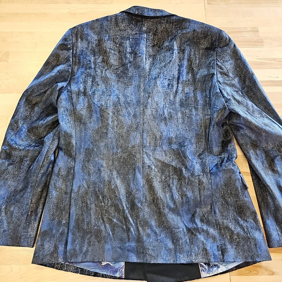 Paisley & Gray Men's Slim-Fit Double-Breasted Tuxedo Jacket - Blue and Gold