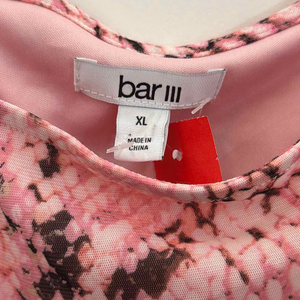Bar III Size XL Pink  Snakeskin-Print Rouched MIDI Dress - Rose Bloom Multi
