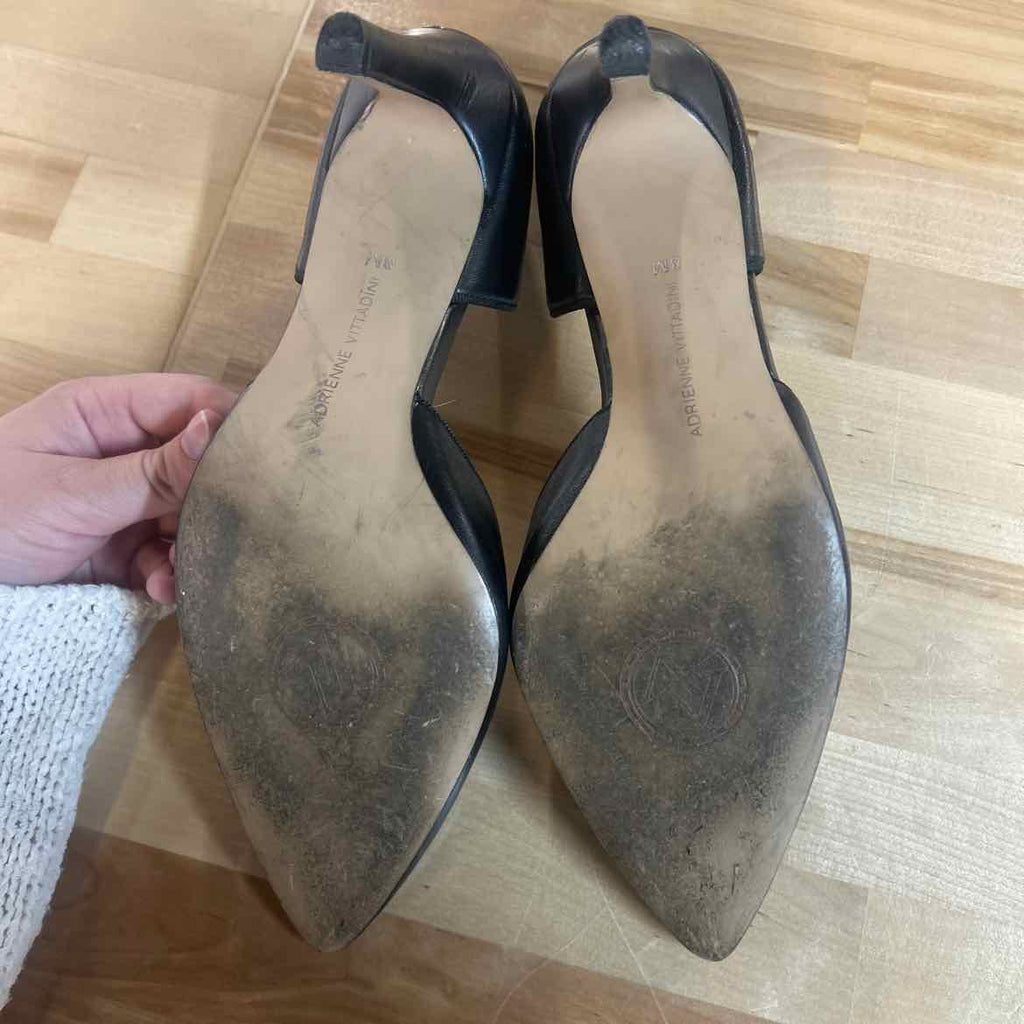 Adrienne Vittadini Size 8 Black Leather Preloved Heels