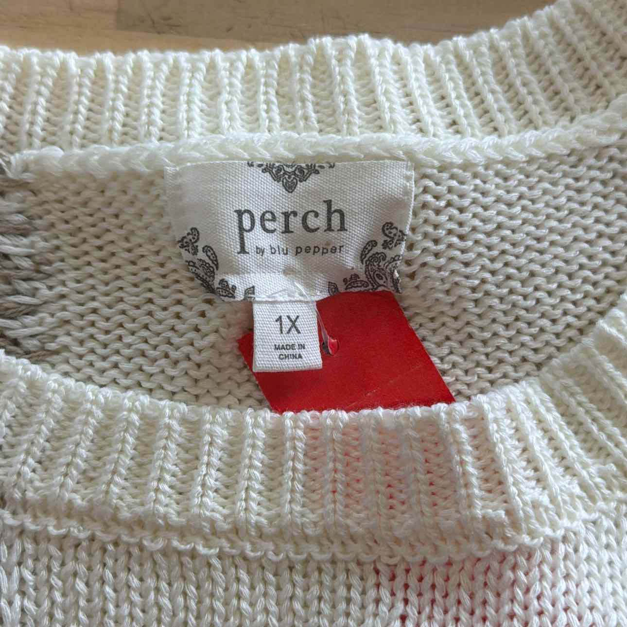 Perch Size 1X Tan Knit Preloved Sweater
