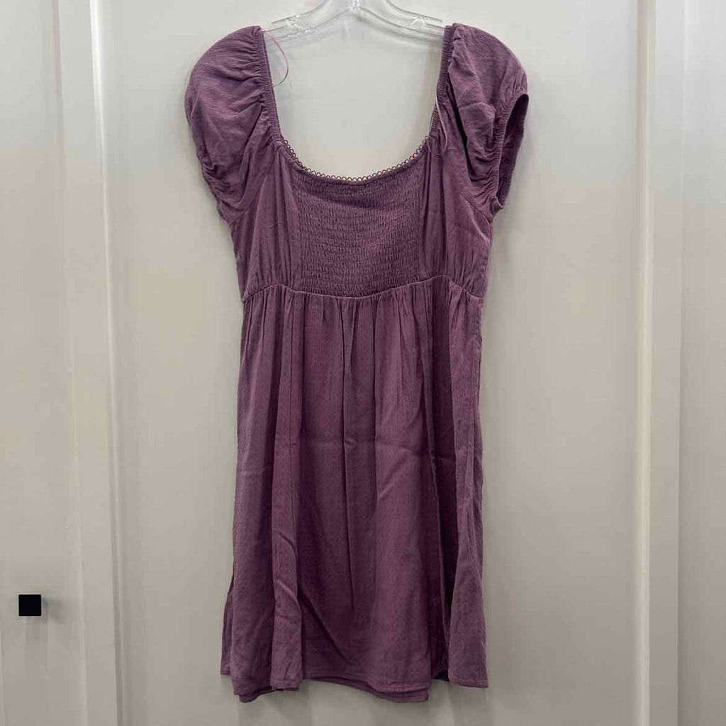 Self E Size L Textured Smocked-Back Empire-Waist Dress - Valerian