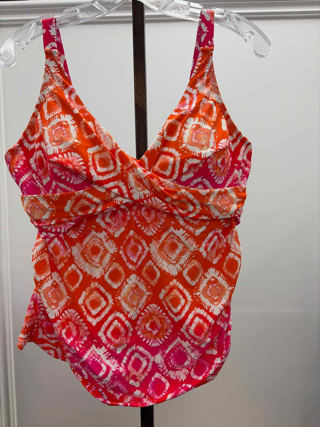 Anne Cole Size 34DD/36D Tie Dye Foulard Underwire Drape-Front Tankini Top - Mult