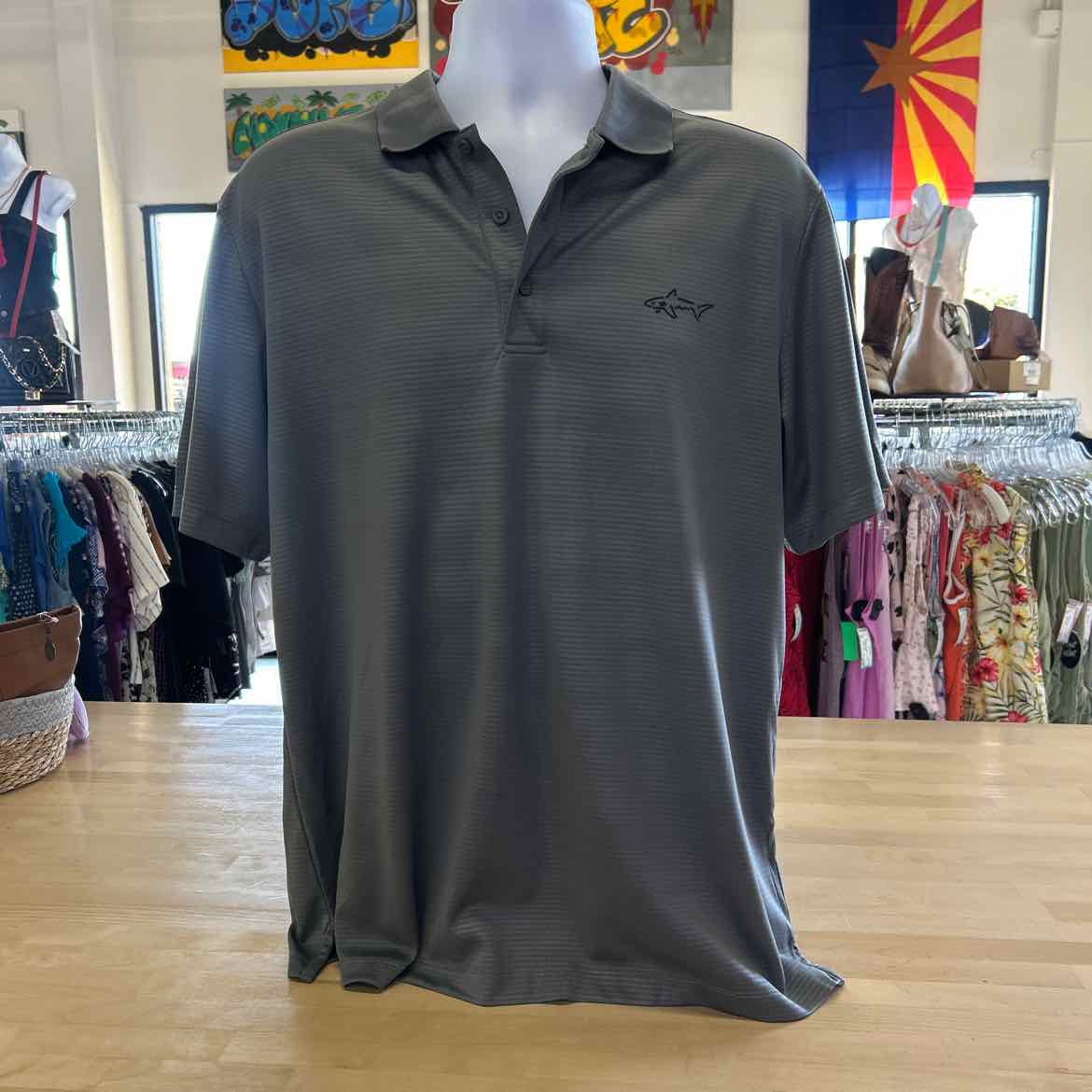 Greg Norman Size L Gray Preloved MENS Polo