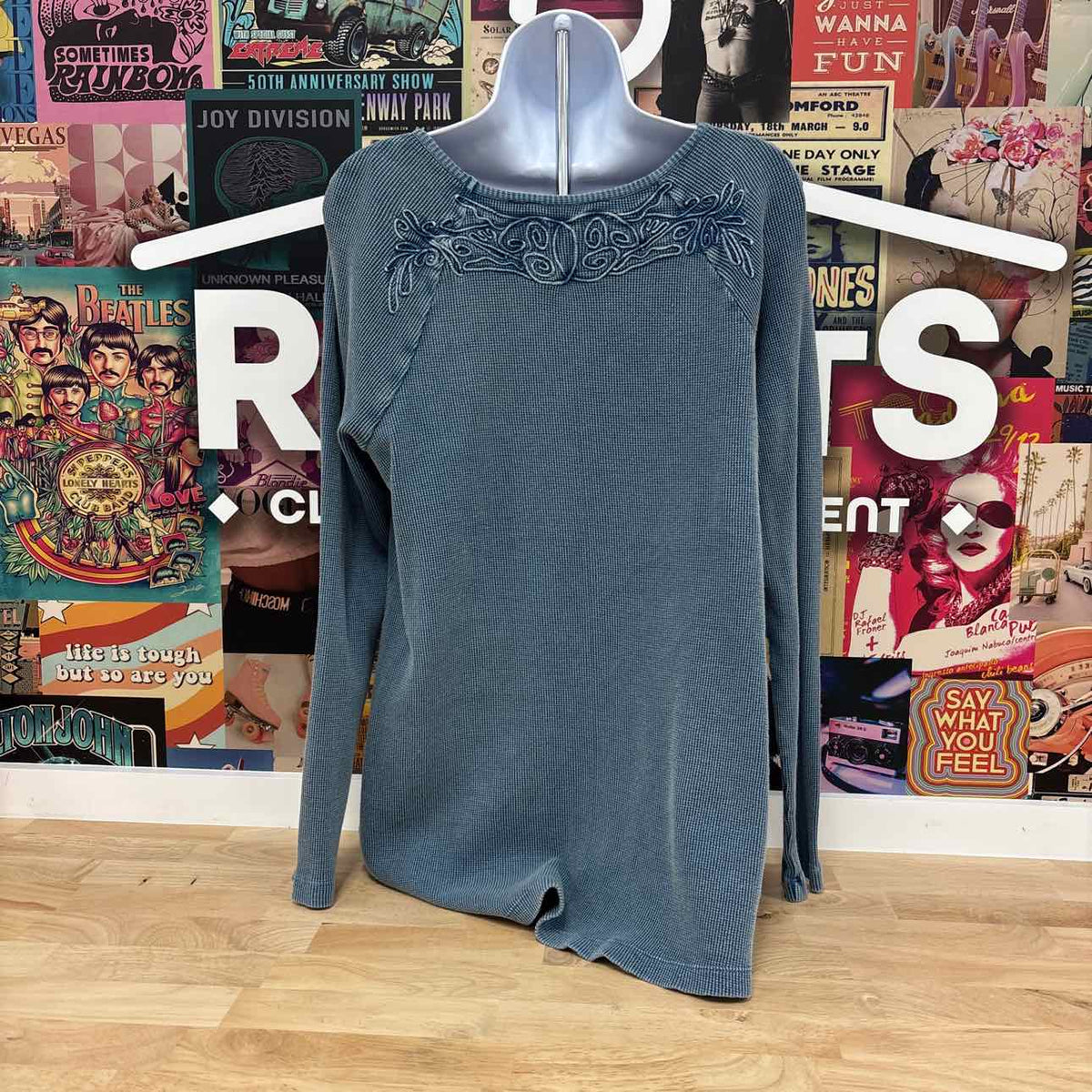 Soft Surroundings Size L Teal Knit Shirt
