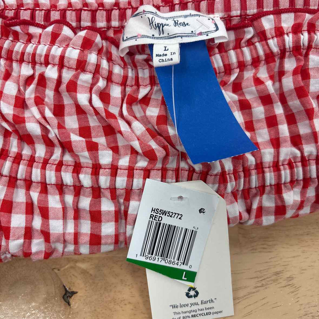 hippie rose Size L Cotton Gingham Strapless Mini Dress - Red