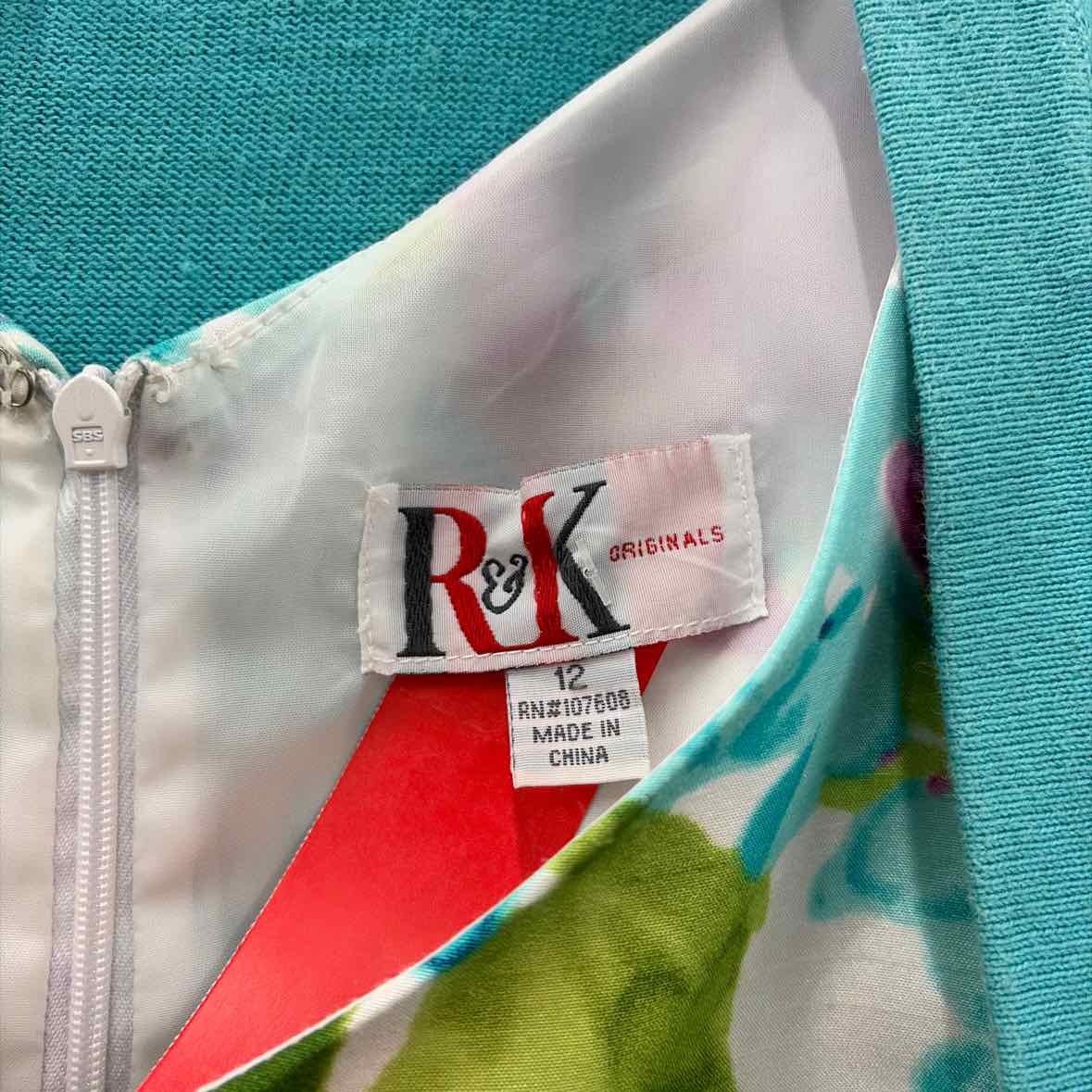R&K Size 12 Blue White Used Dress