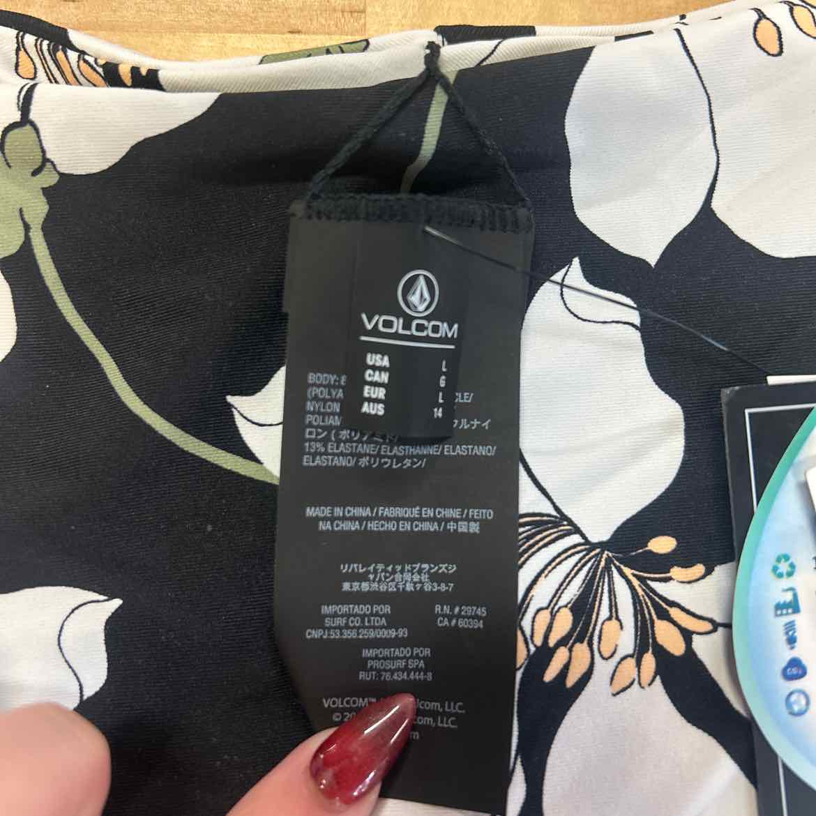 Volcom Size L Midnight Lily Printed Cheeky Bikini Bottoms