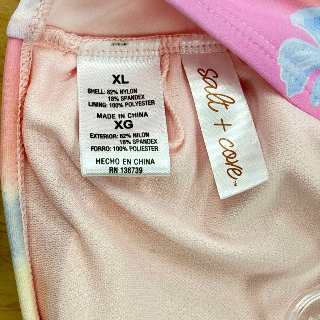 Salt + Cove Size XL Sunset Palms Tie-Front Bikini Top