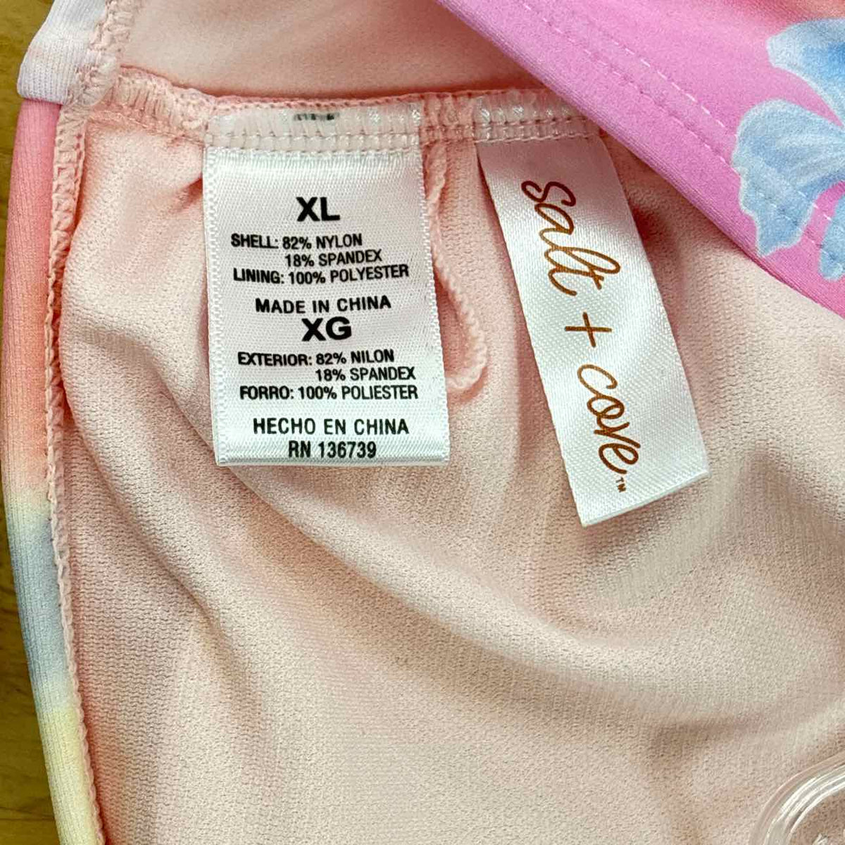 Salt + Cove Size XL Sunset Palms Tie-Front Bikini Top