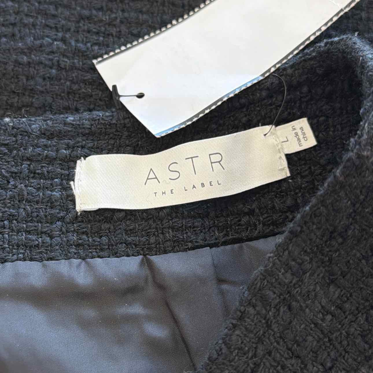 Aster Size L Pedrine Button-Front Tweed Skirt - Black