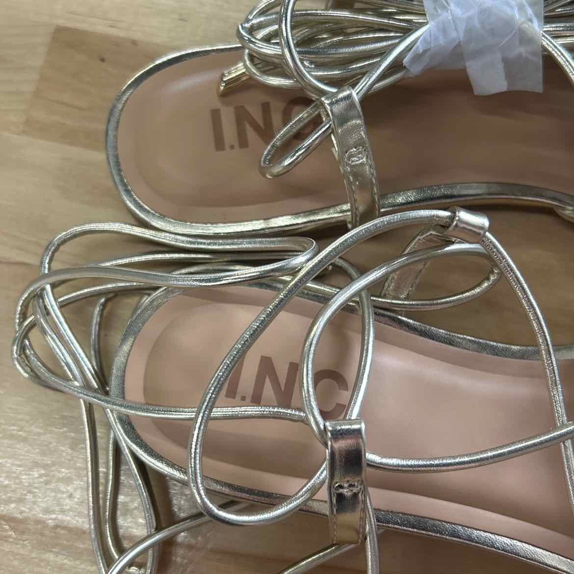 I.n.c. International Concepts Women's Kharmaa Lace-up Flat Sandals - Gold - 9