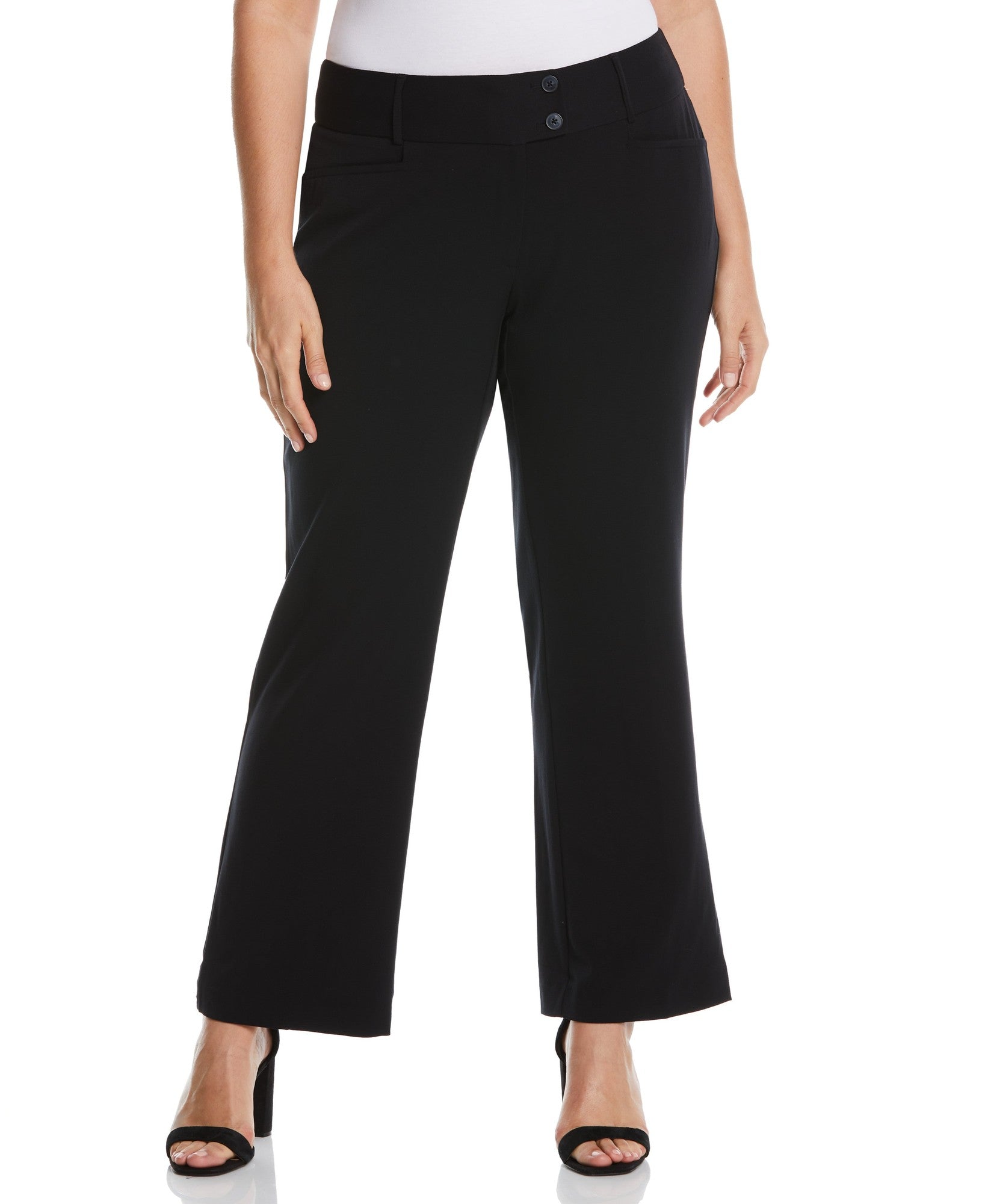 Rafaella Women's Plus Size Curvy Fit Bootcut Pants, Black, 20W