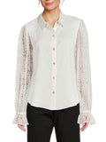 Karl Lagerfeld Paris Lace Sleeve Button up Blouse