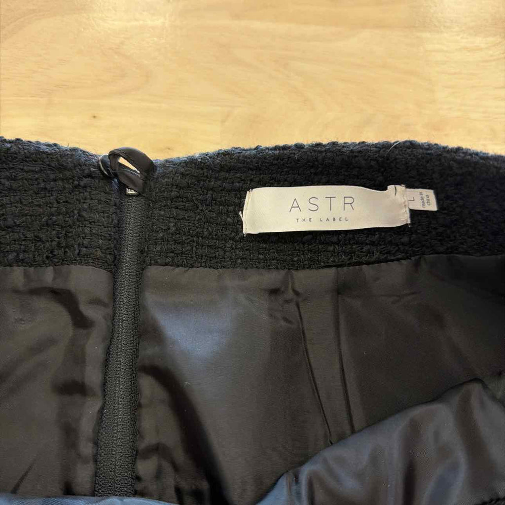 Aster Size L Pedrine Button-Front Tweed Skirt - Black