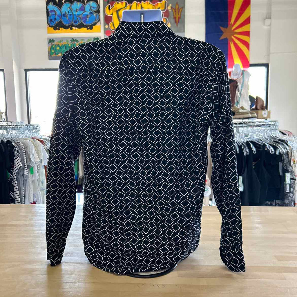 Silver Stone Size L Black Beige Preloved MENS Button Down Shirt