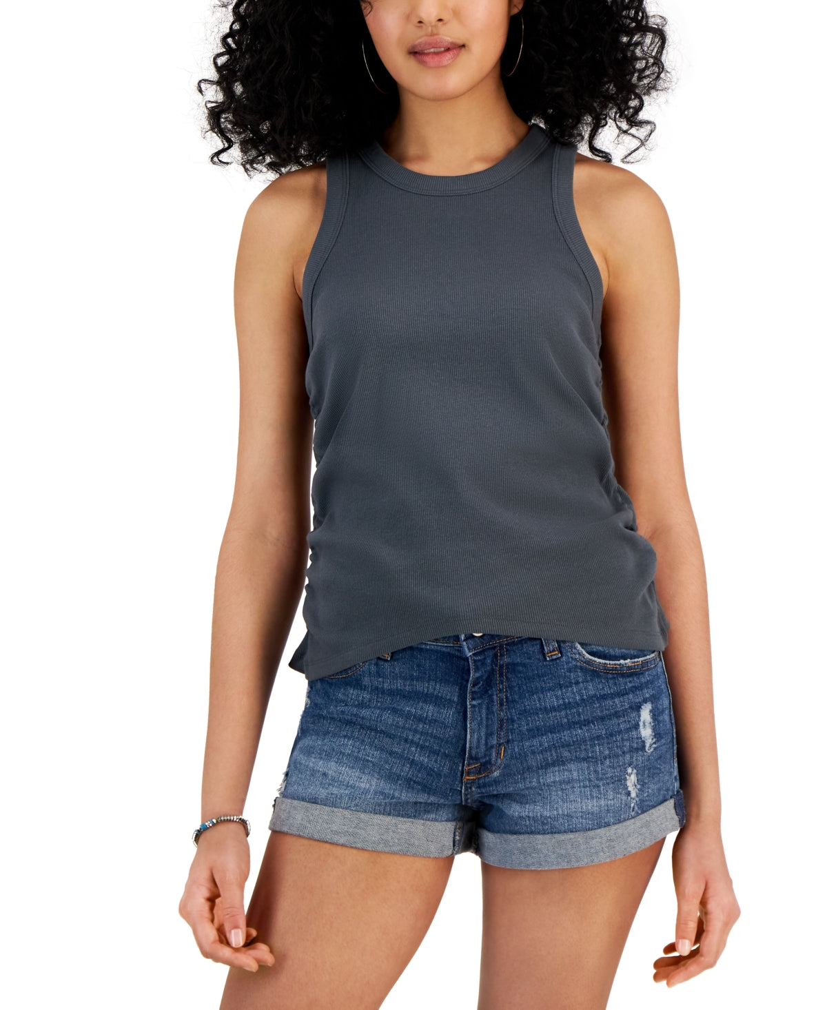 Rebellious One Size XS Side-Ruched Tank Top
