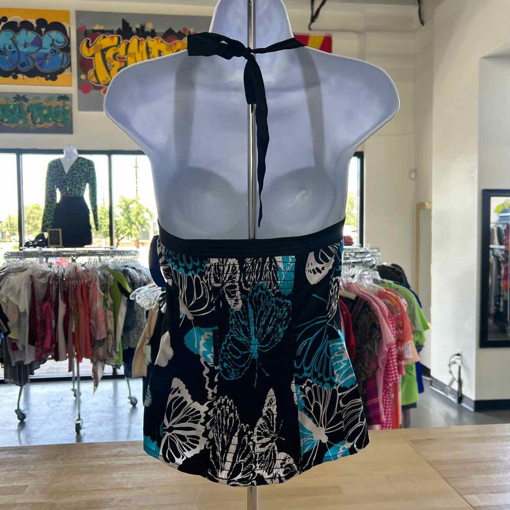 Bebe Size XS Blue Black Silk Preloved Halter