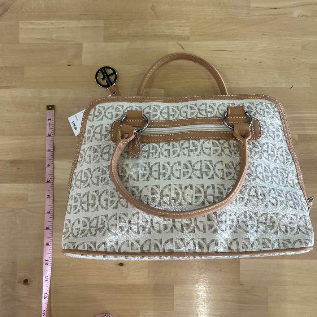 Giani Bernini Block Signature Dome Satchel - Ivory/Silver