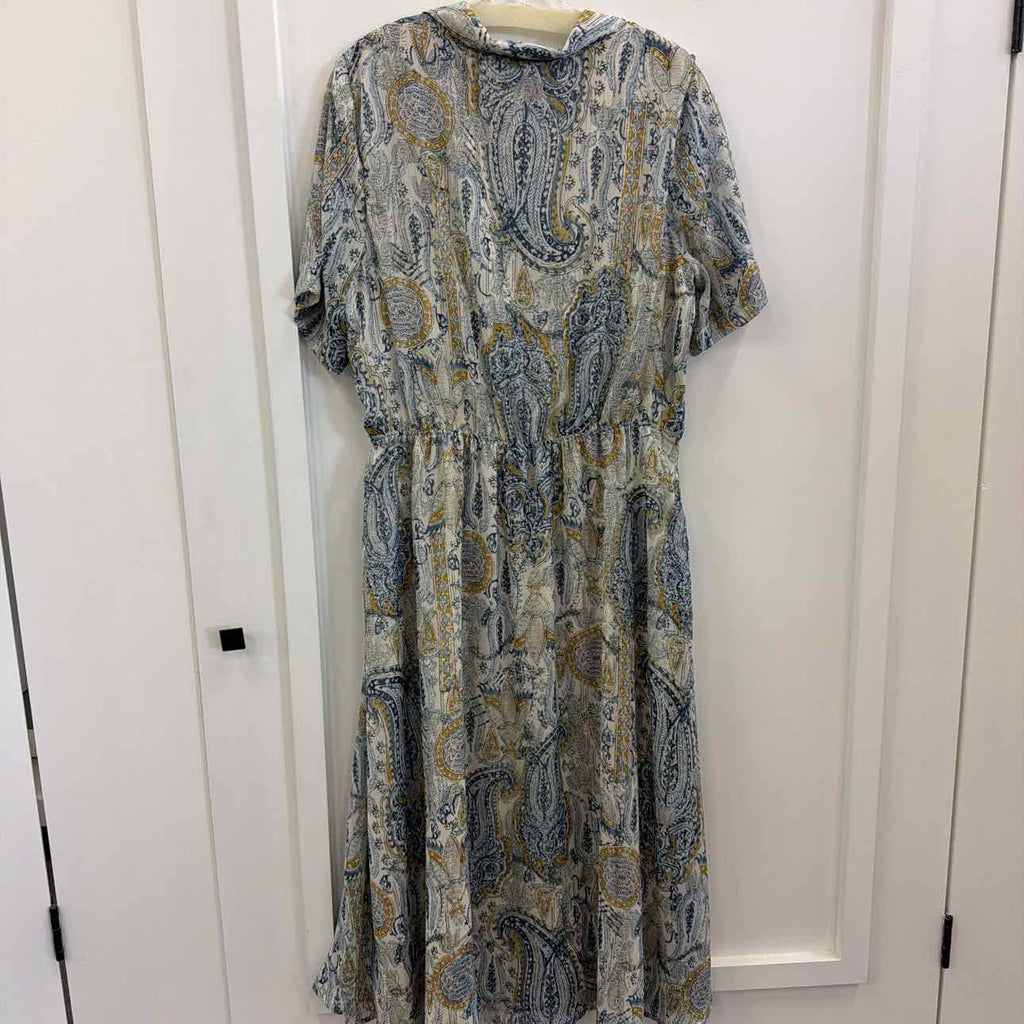 Vince Camuto Size L white blue yellow Preloved Dress
