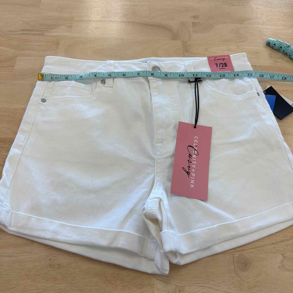 Celebrity pink Women Size 7  White New Shorts  High-Rise Curvy Denim Shorts