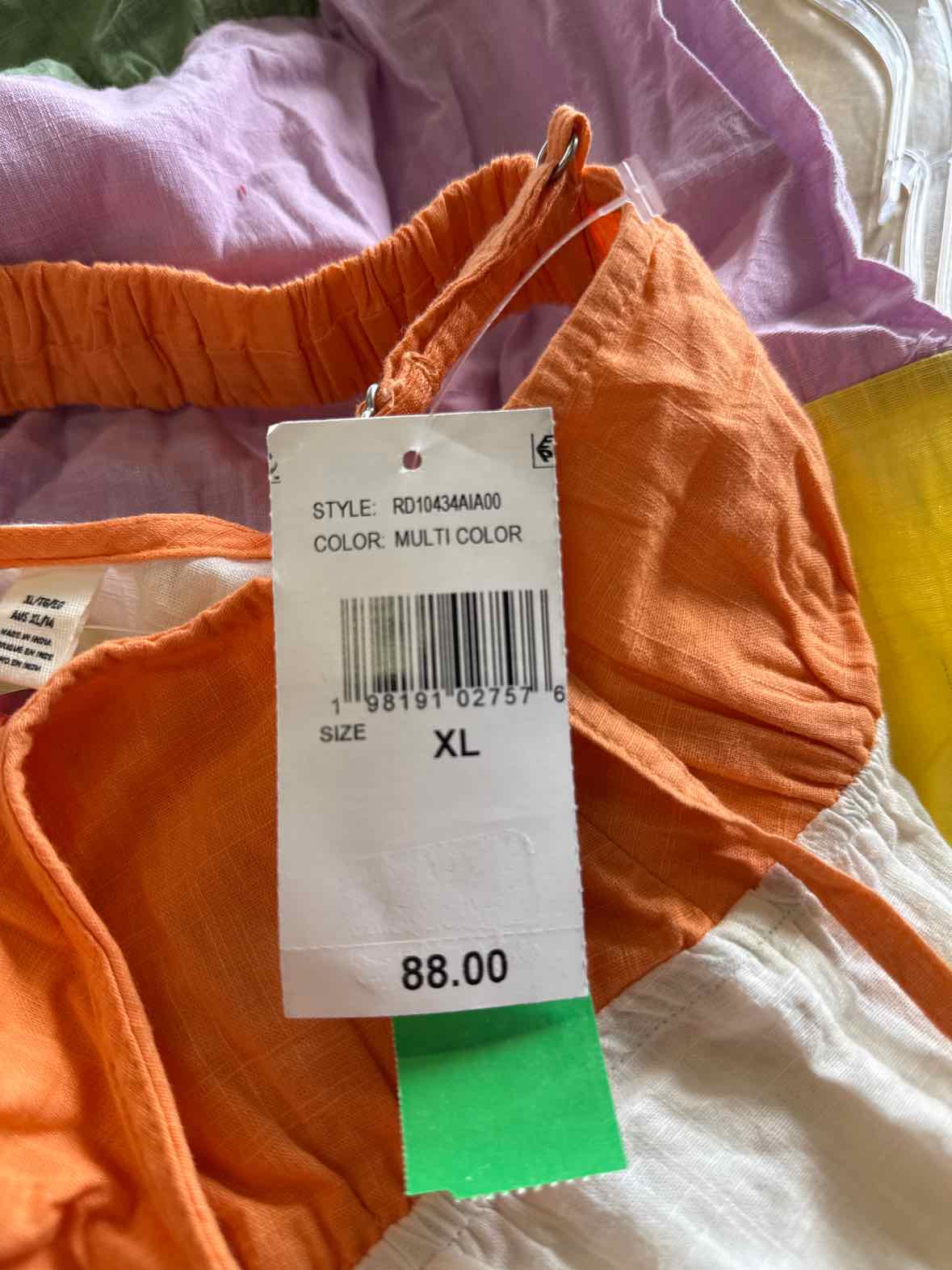 Roxy Size XL Honolulu Glow Cotton Tiered Open-Back Maxi Dress - Multi Color NWT