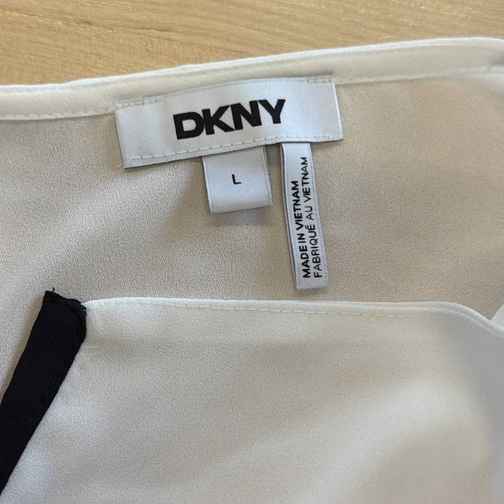 Dkny Women's Long Sleeve V-Neck Contrast-Trim Blouse