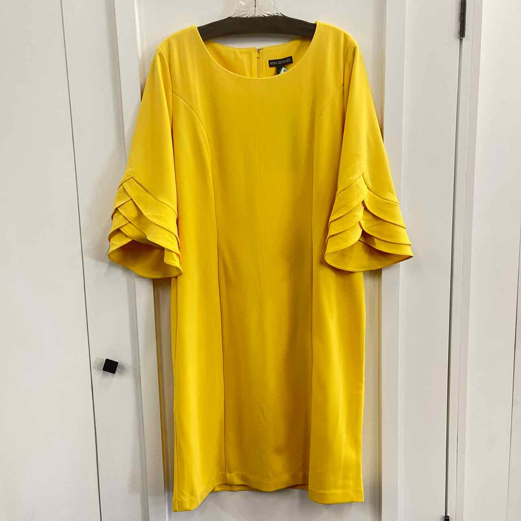 Nina Leonard Size L Yellow New Dress