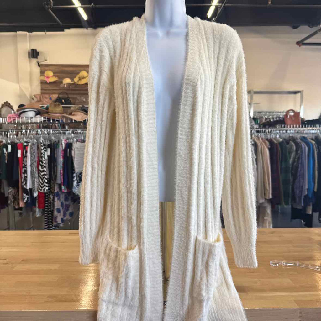 hippie rose Size S White Fuzzy Cardigan