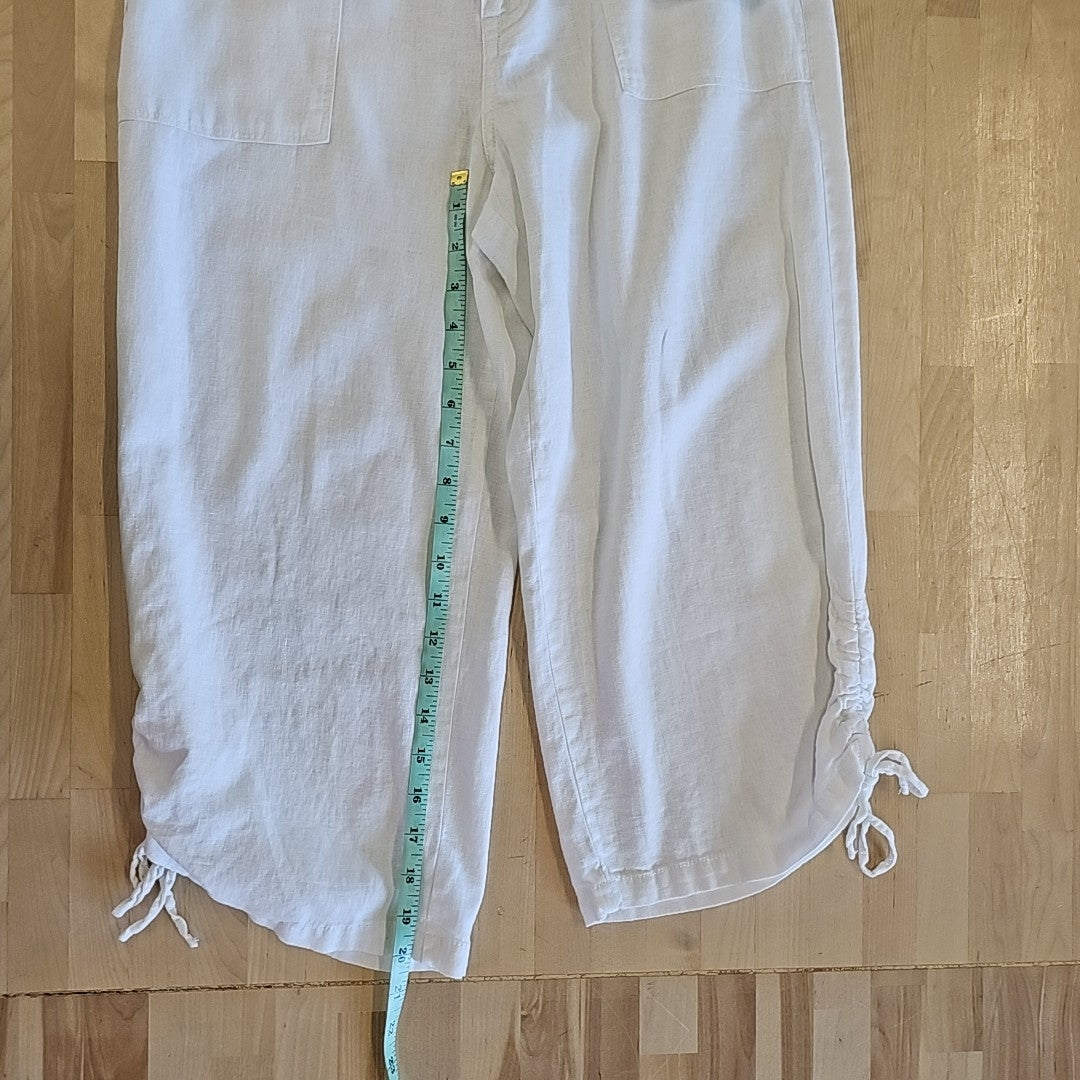 Kensie Size 10 White Linen Rayon Preloved Pants