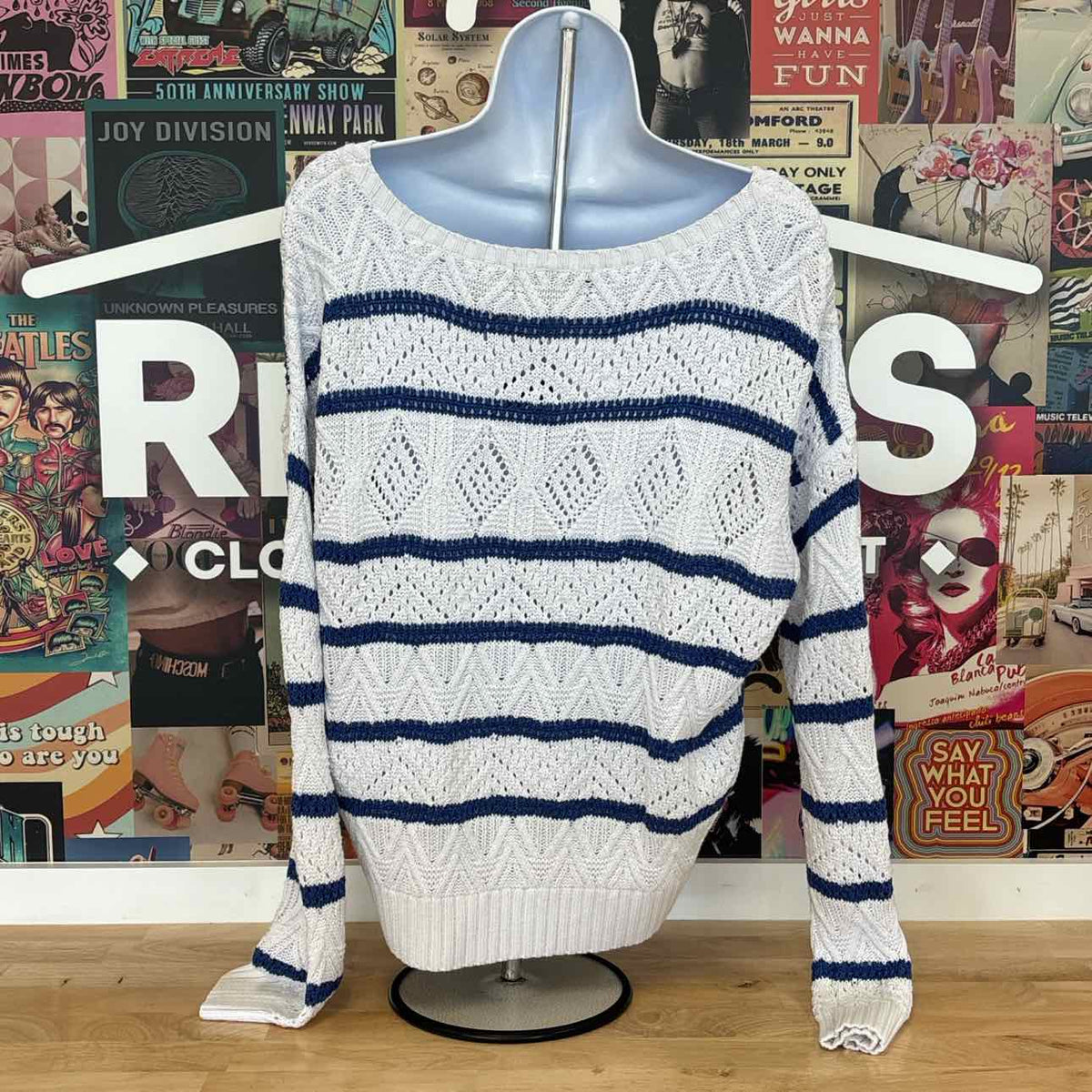 Lauren Ralph Lauren Women's Striped Pointelle Cotton-Blend Sweater